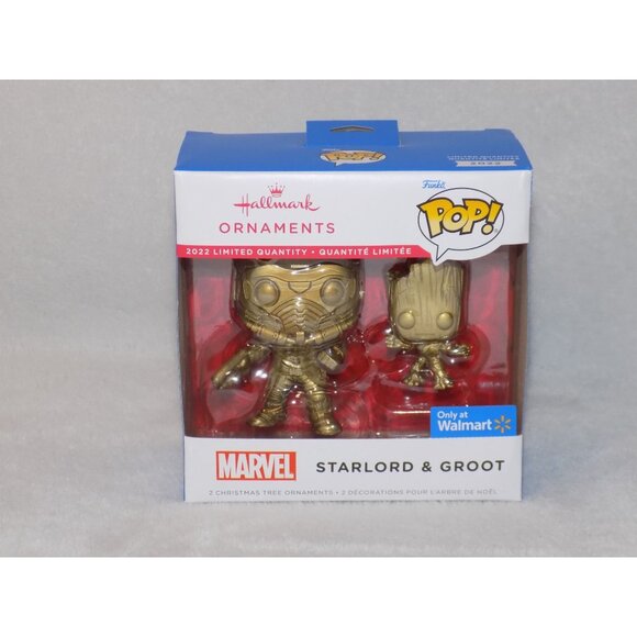 Hallmark Funko POP Marvel GOLD CHASE Starlord Groot Ornament 2022 Christmas - Picture 1 of 7